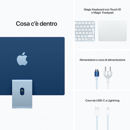 iMac blu Retina 4,5K da 24" - RAM 16GB di memoria unificata - SSD 512GB -  Magic Trackpad - Magic Keyboard con Touch ID - Italiano - C&C Shop