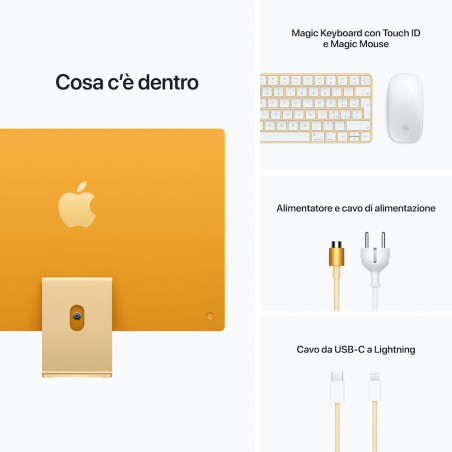 iMac giallo Retina 4.5K da 24" - RAM 16GB di memoria unificata - HD SSD 2TB  - Magic Mouse - Magic Keyboard con Touch ID e tastierino numerico -  Italiano - C&C Shop