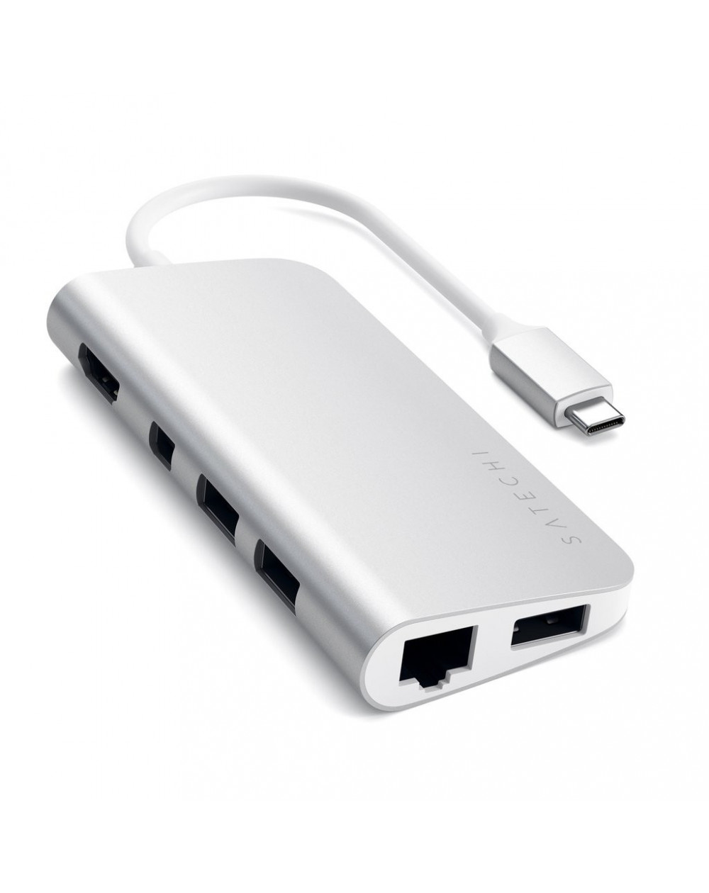 MULTIMEDIA ADAPTER TYPE-C SATECHI x MacBook - 4K HDMI + 2 USB + 1 USB-C +  SD + ETHERNET + Mini DP (SILVER) - C&C Shop