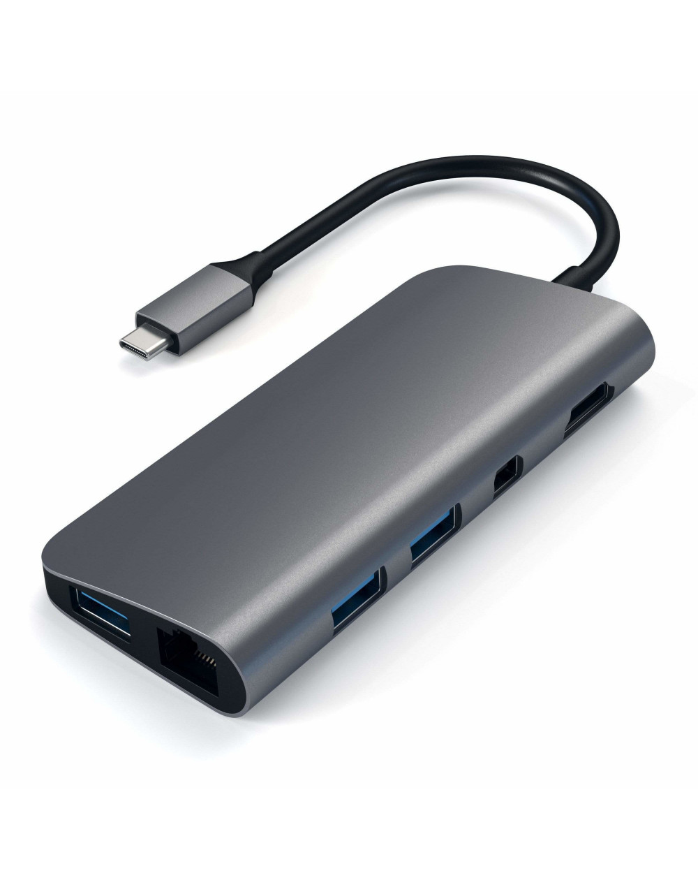 MULTIMEDIA ADAPTER TYPE-C SATECHI x MacBook - 4K HDMI + 2 USB + 1 USB-C +  SD + ETHERNET + Mini DP (SPACE GRAY) - C&C Shop