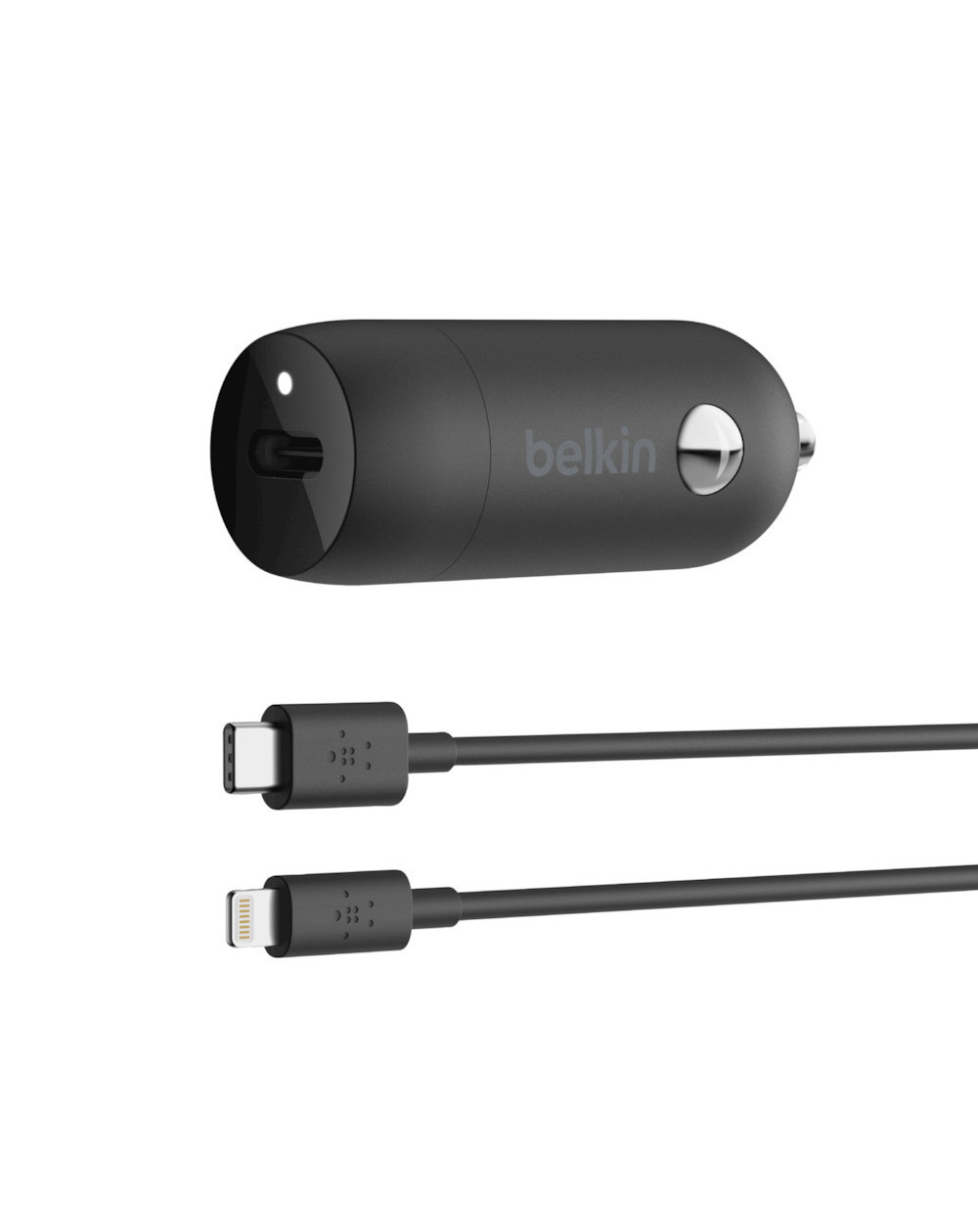 CARICABATTERIE DA AUTO USB-C 20W CON CAVO USB-C A LIGHTNING - NERO - C&C  Shop