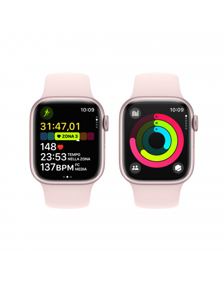 Apple Watch Series 9 GPS + Cellular 41mm Cassa in alluminio rosa -  Cinturino sport rosa confetto - M/L - C&C Shop