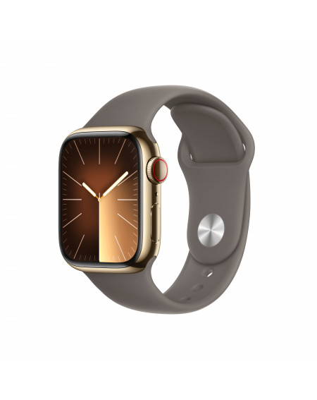 Apple Watch Series 9 GPS + Cellular 41mm Cassa in acciaio inossidabile gold  - Cinturino sport grigio creta - S/M - C&C Shop