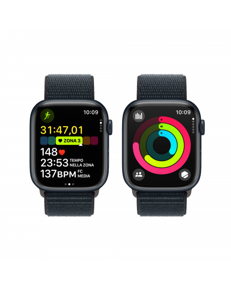 Apple Watch Series 9 GPS 45mm Cassa in alluminio mezzanotte - Mezzanotte sport loop
