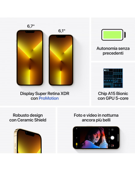 iPhone 13 Pro 256GB Oro - Prodotto rigenerato grado B Plus