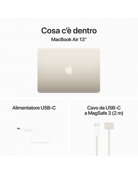 MacBook Air 13'' Apple M3 8-core CPU e 10-core GPU, RAM 16GB, SSD 512GB - Galassia