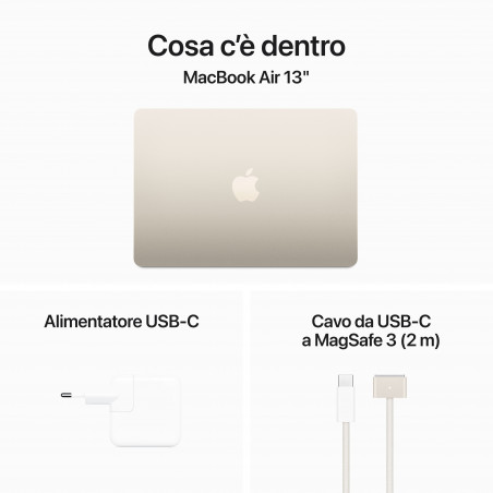 MacBook Air 13'' Apple M3 8-core CPU e 10-core GPU, RAM 16GB, SSD 512GB - Galassia