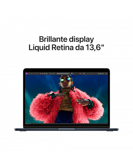 MacBook Air 13'' Apple M3 8-core CPU e 10-core GPU, RAM 16GB, SSD 512GB - Mezzanotte