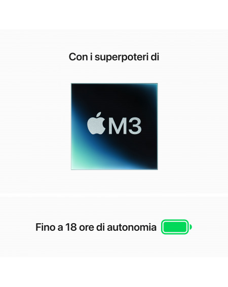MacBook Air 13'' Apple M3 8-core CPU e 10-core GPU, RAM 8GB, SSD 512GB - Grigio Siderale
