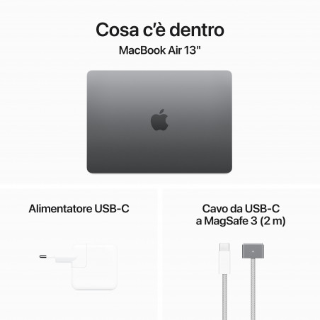 MacBook Air 13'' Apple M3 8-core CPU e 10-core GPU, RAM 8GB, SSD 512GB - Grigio Siderale