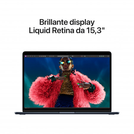 MacBook Air 15'' Apple M3 8-core CPU e 10-core GPU, RAM 16GB, SSD 512GB - Mezzanotte