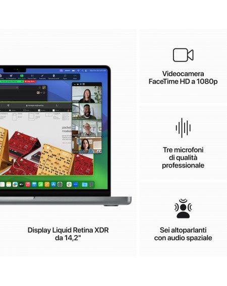 MacBook Pro 14" - Apple M3 chip con 8-core CPU e 10-core GPU, RAM 16Gb, 1TB SSD - Grigio Siderale