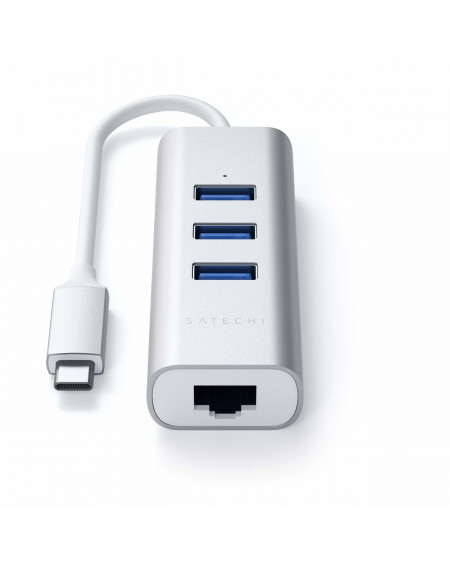 SATECHI Hub in Alluminio 2 in1 3 Porte USB 3.0 Tipo-C con Porta Ethernet Silver