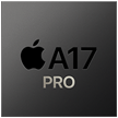 An icon showing the A17 Pro that powers iPhone 15 Pro, highlighting the next-level, groundbreaking performance from iPhone 15 Pro