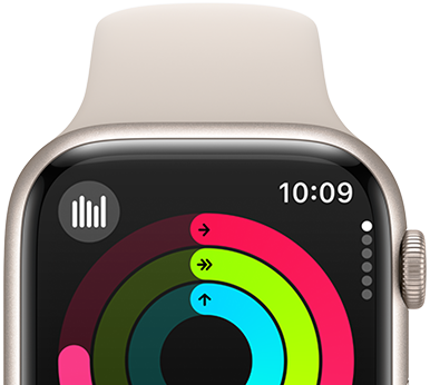 Un Apple Watch Series 9 che mostra gli anelli Attività