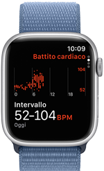 Un Apple Watch Series 9 con l’app Battito cardiaco