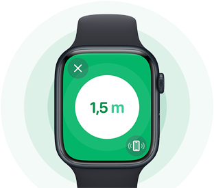Un Apple Watch Series 9 che mostra la funzione “Posizione precisa” di un iPhone